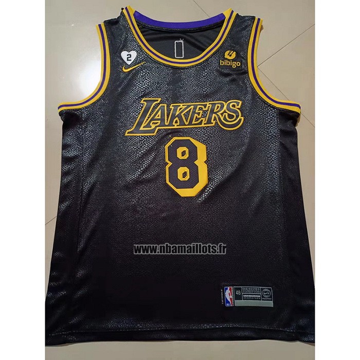 Maillot Los Angeles Lakers Kobe Bryant NO 8 24 Black Mamba Noir